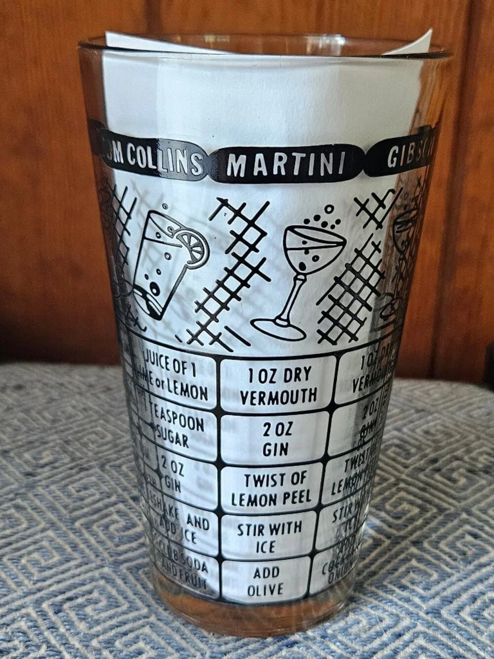 Vintage 1950s Federal Glass Cocktail Recipe Mixing Glass